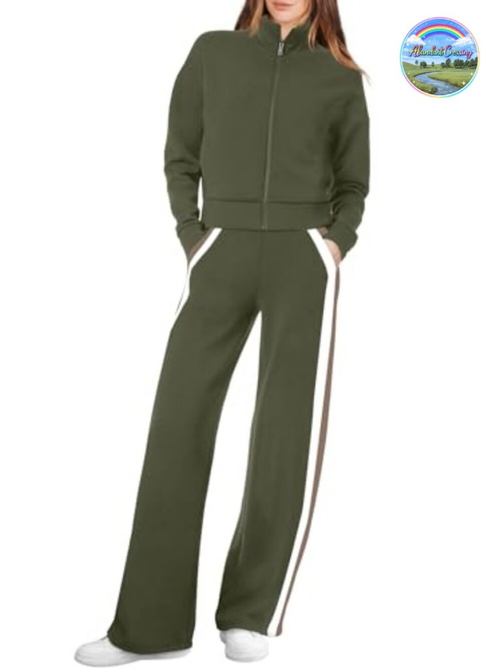 2 Piece Lounge Set Full Zip Sweatshirt Wide Leg Sweatpants Tracksuit Matching